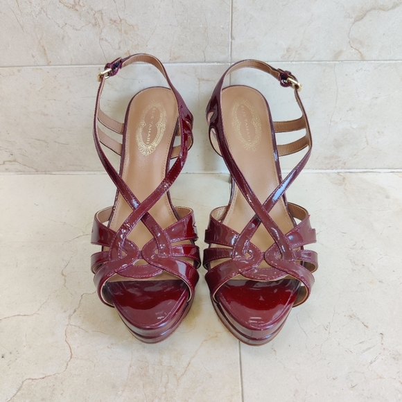 Wine Red 4" Strappy Heels Elie Tahari - Picture 2 of 10